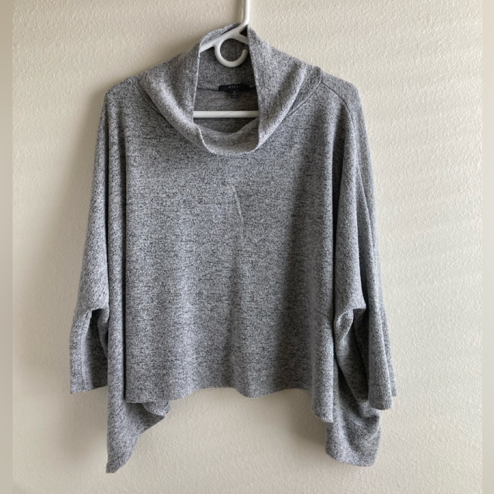 Gyft Heather Gray Cowl Neck Sweater Size S Waterfall Cropped